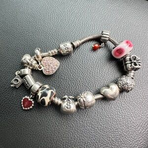 Pandora snake chain bracelet with charms